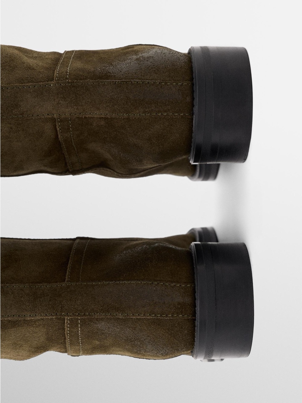 NWT Massimo Dutti Oiled Split Suede Riding Boots Khaki Brown Size EU 39 / US 8 - Picture 4 of 14